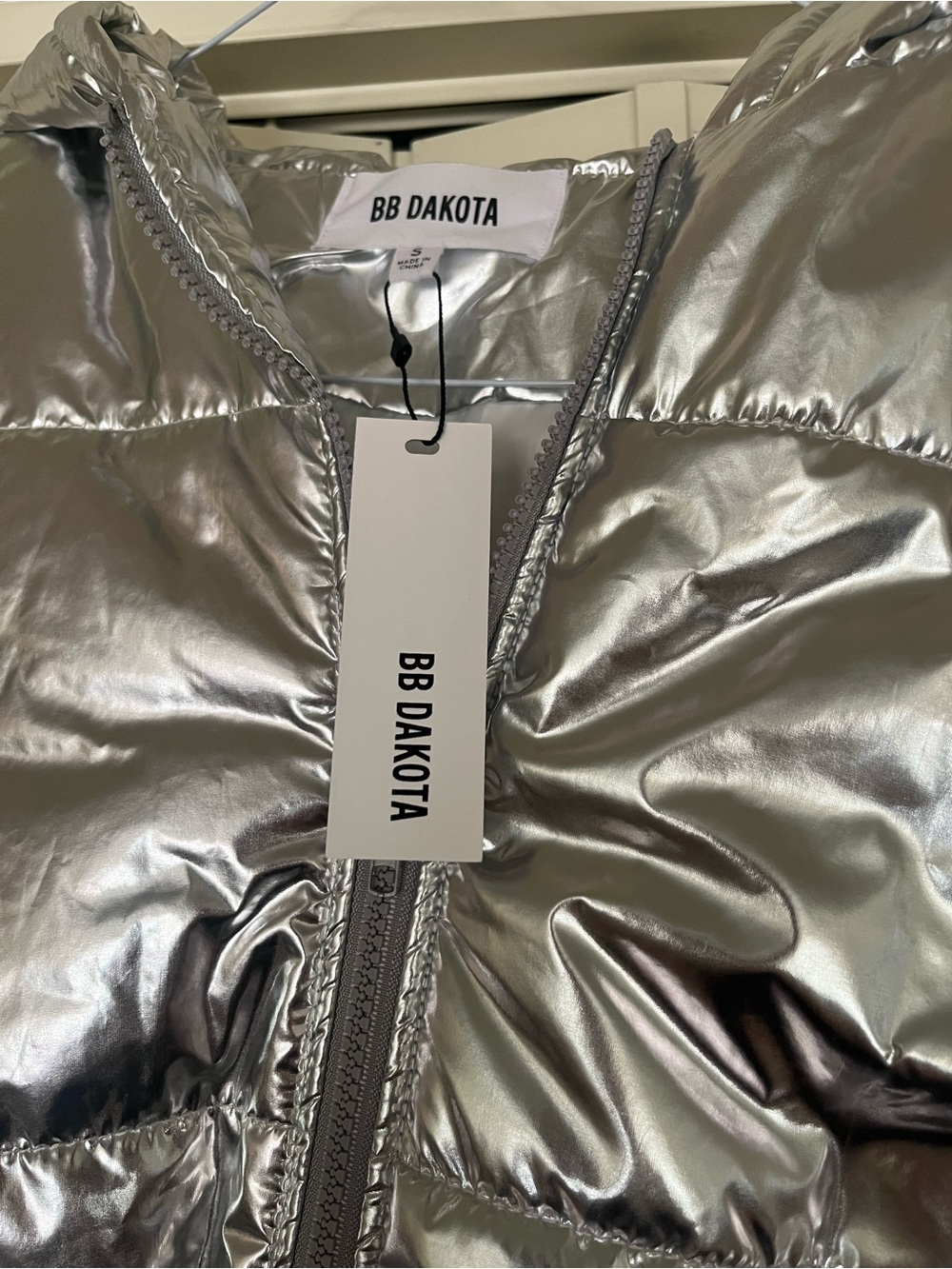 BB Dakota Women’s Silver Metallic Puffer Jacket